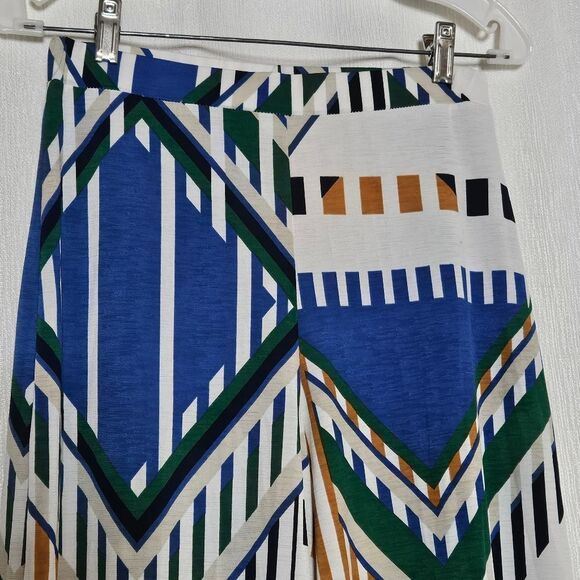 Olive Tree Jersey Knit Boho Colorful Geometric Print Pull On Wide Leg Pants - Picture 4 of 12